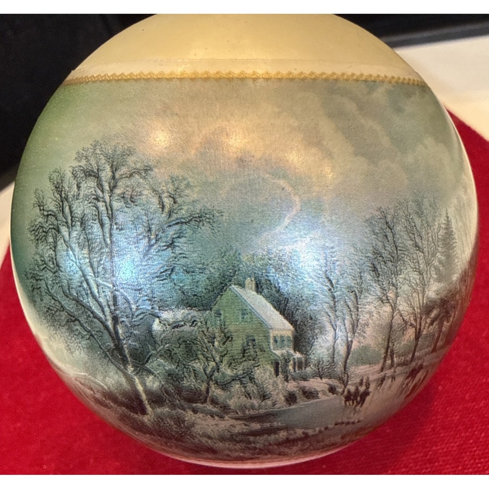 Vintage Currier & Ives 1975 Glass Christmas Ornament – "Early Winter" by Corning